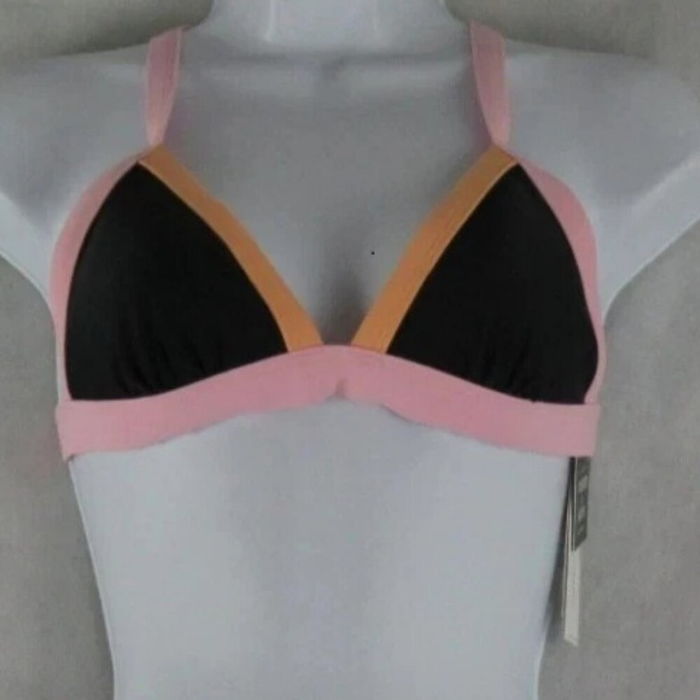 NWT Salt + Cove Juniors Triangle Bikini Top Swimsuit, Black Multi
